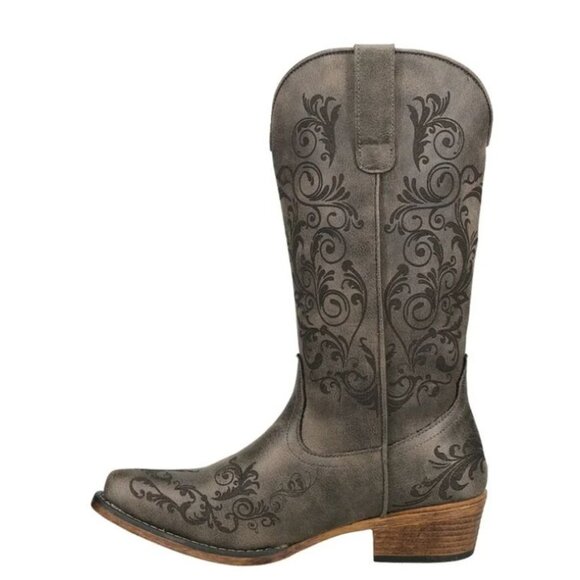 Roper Womens Vintage Black Faux Leather Western Boots Size 6.5 - Picture 9 of 12